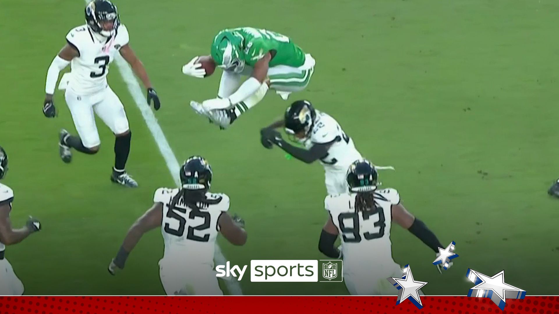 'He lives in the Matrix' | Barkley stuns with BACKWARDS HURDLE over Jags defender!