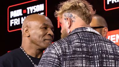 Mike Tyson and Jake Paul in their press conference ahead of their November 15 clash