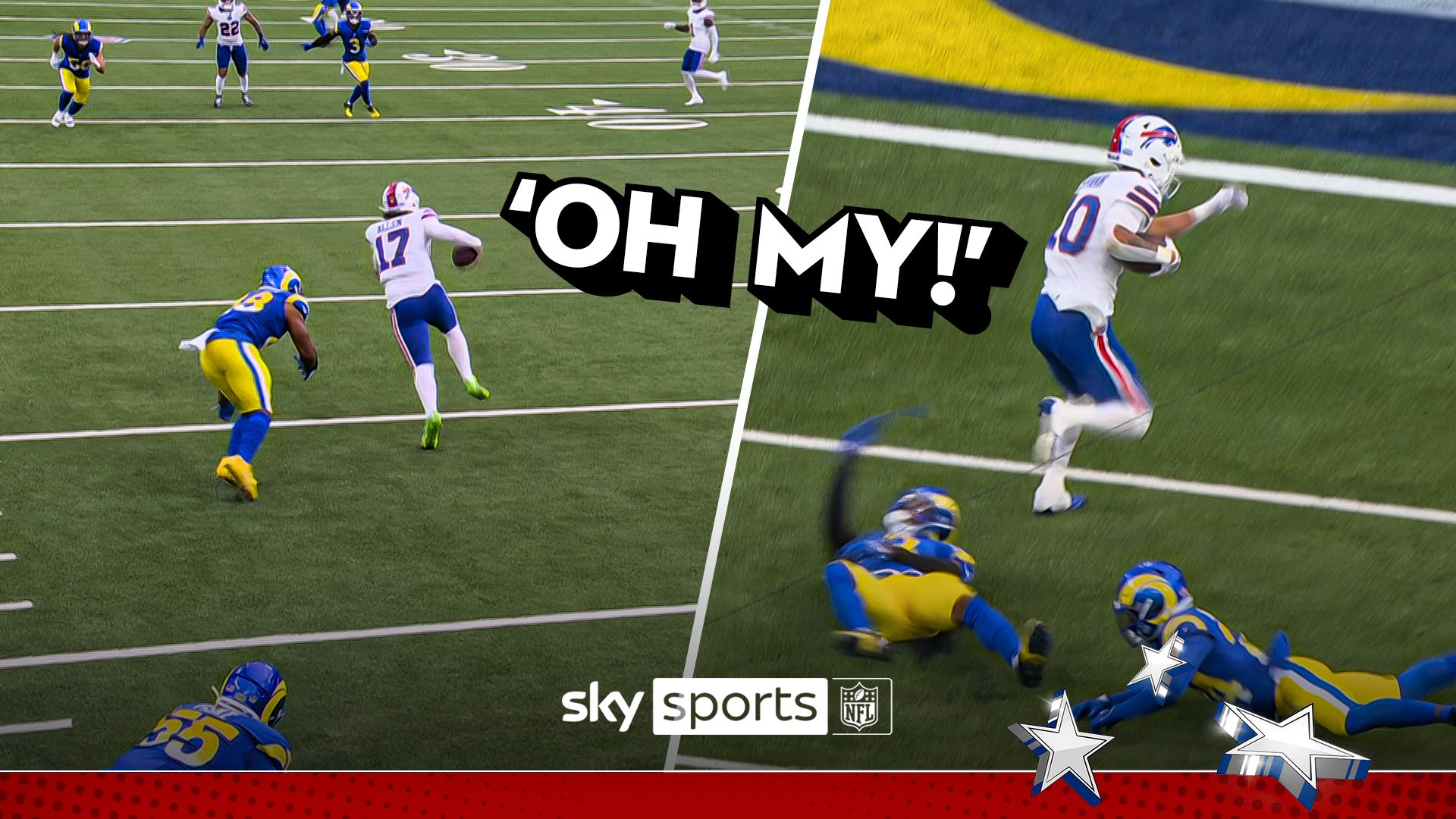 'Oh my!' | Allen scrambles for 17 yards, then throws 51-yard TD to Shakir