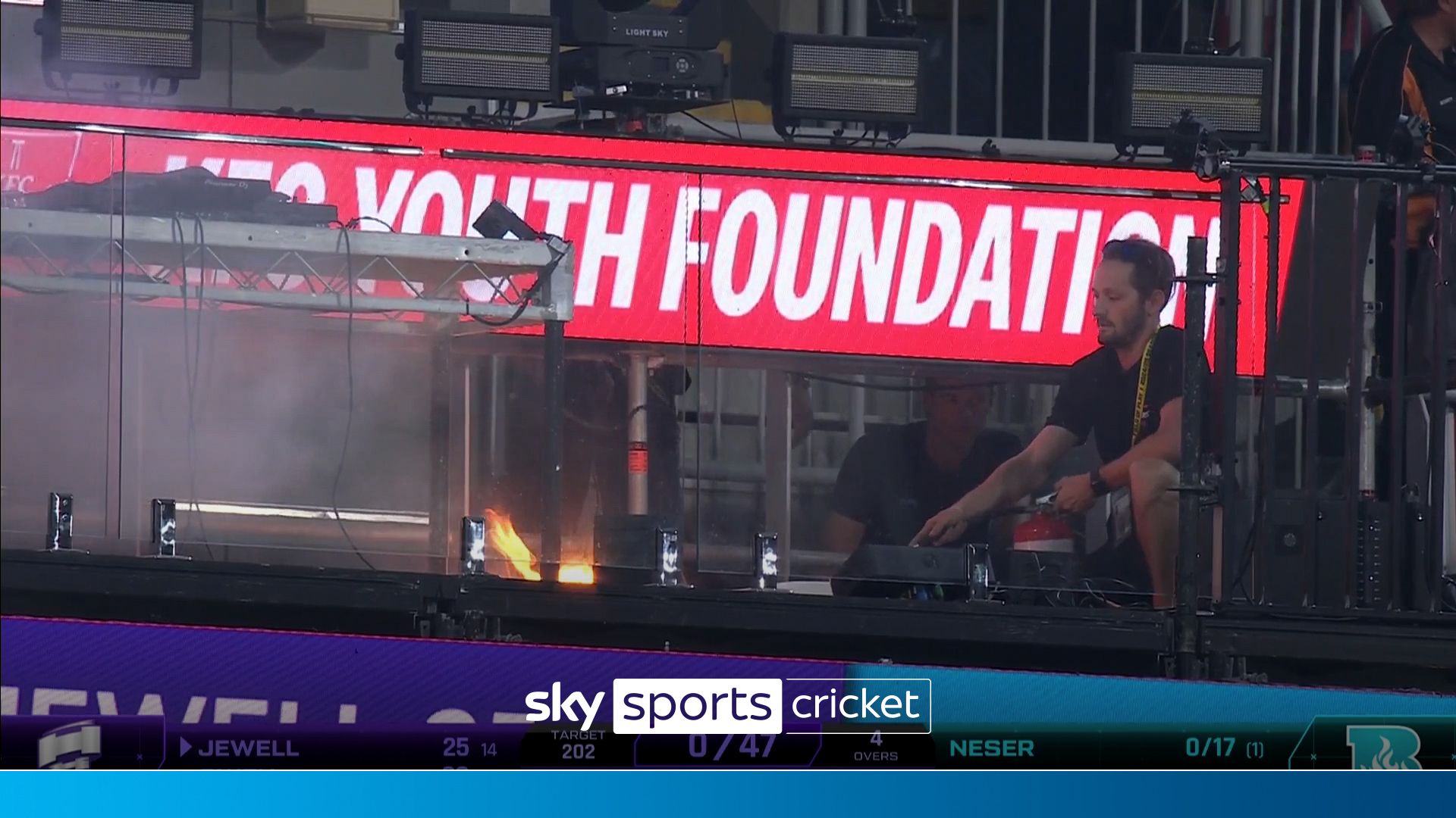 BBL game delayed as DJ deck catches fire