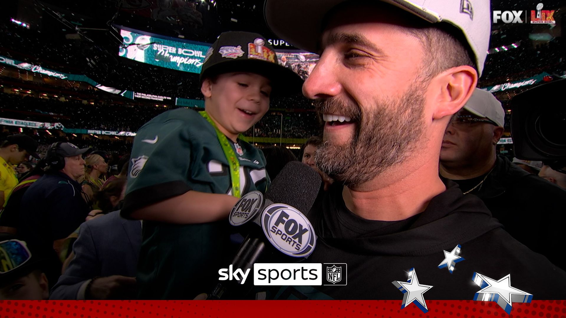 'Happy tears' | Emotional Sirianni joined by family after Super Bowl win