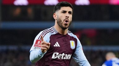 Aston Villa's Marco Asensio celebrates scoring the opener against Cardiff