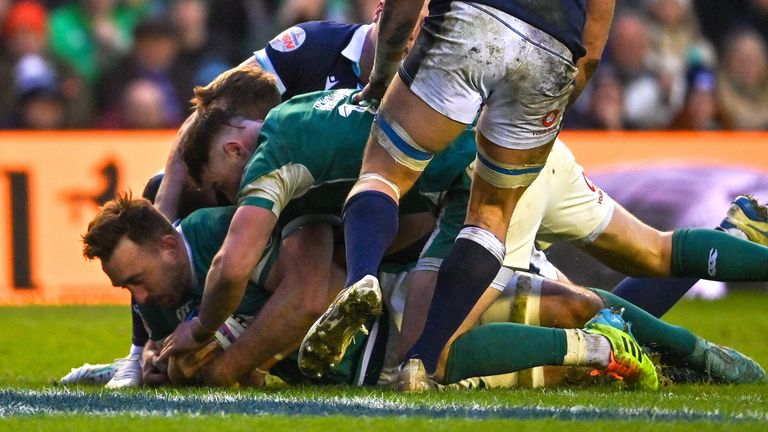 Jack Conan forced his way over for Ireland's fourth try - clinching the bonus point