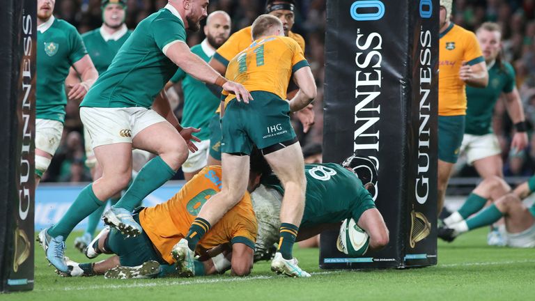 Ireland captain Caelan Doris scored under the posts early in the second half
