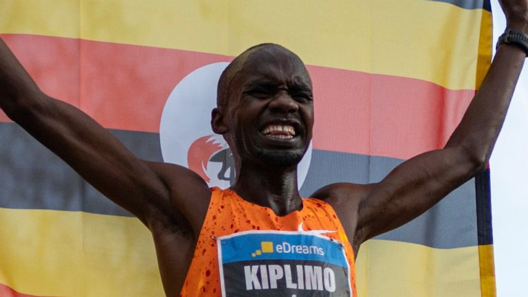Jacob Kiplimo finished in a time of 56:42, the first person to ever go sub-57 for a half marathon