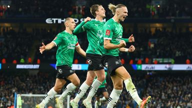 Maksym Talovyerov of Plymouth Argyle celebrates scoring the opening goal against Manchester City