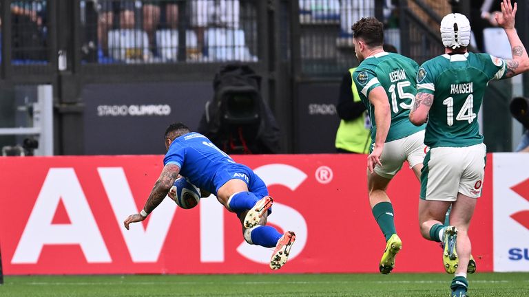 Italy wing Monty Ioane scored the opening try of the Test on 12 minutes