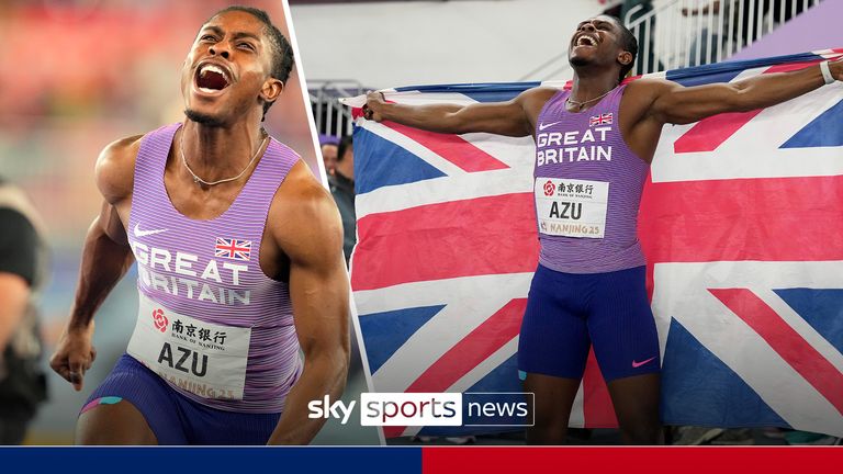 Great Britain's Jeremiah Azu secured gold in the 60 metre sprint at the World Athletics Indoor Championships to win his first global title.