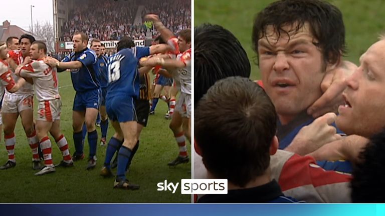St Helens and Wigan players were involved in a mass brawl during their Super League clash in 2004 on Good Friday
