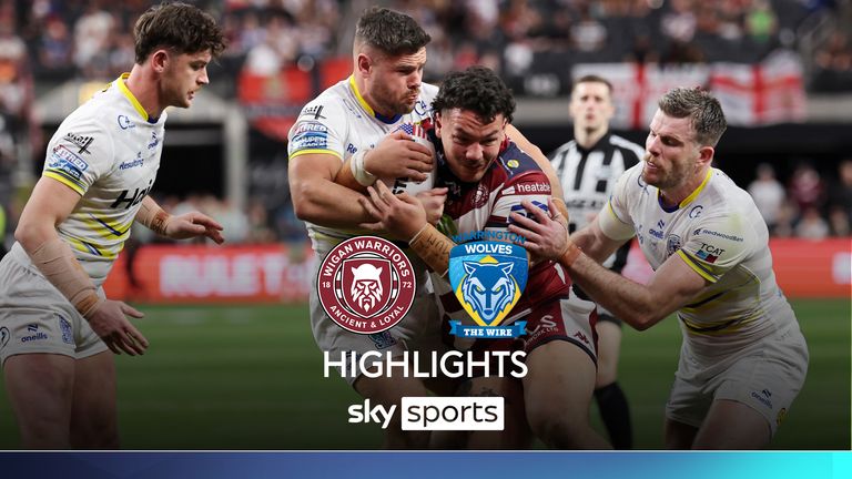Highlights of Wigan Warriors' clash with Warrington Wolves in Las Vegas.