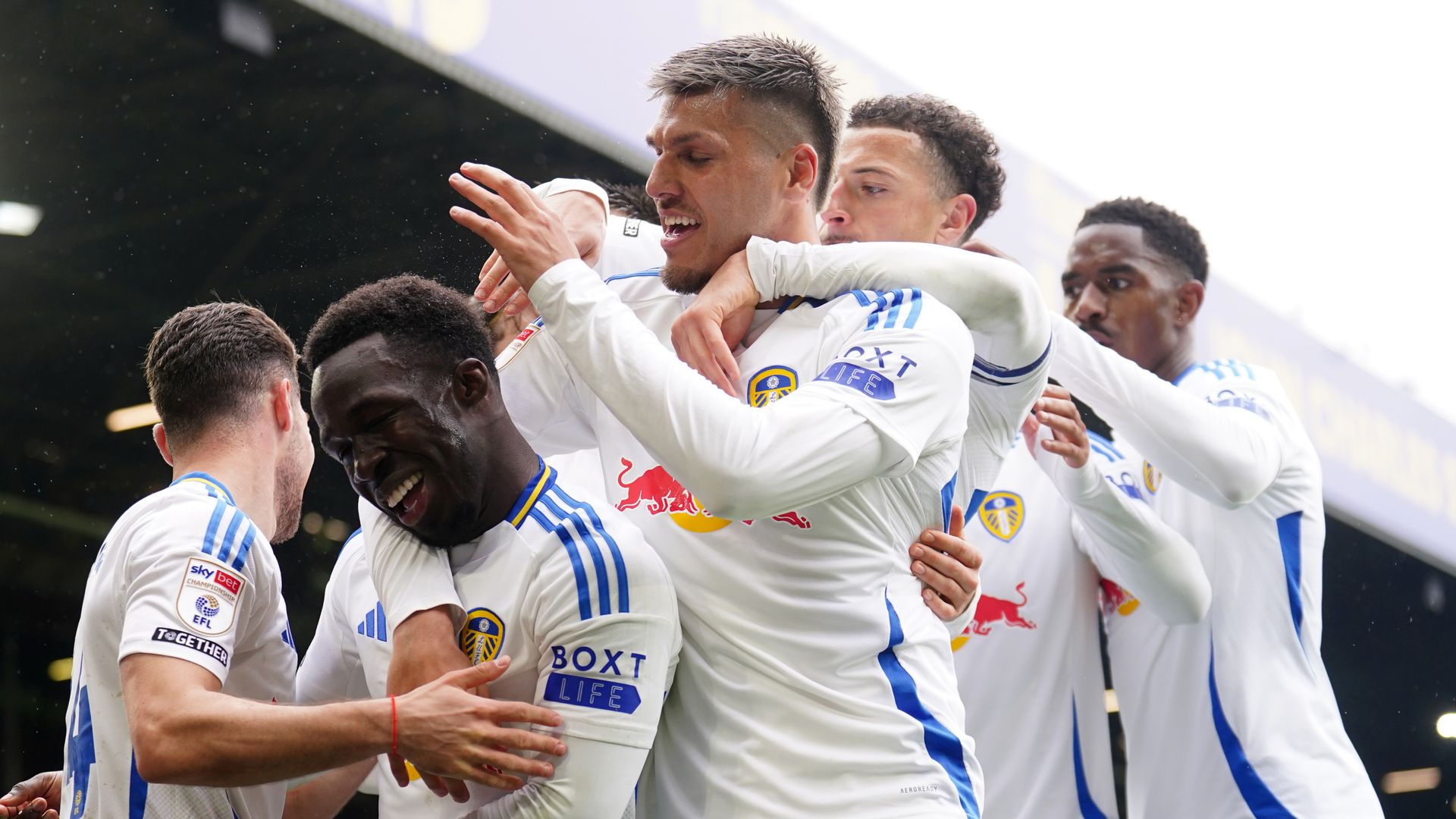 Leeds set up Premier League promotion by thumping Stoke