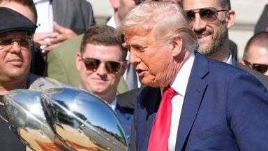 President Donald Trump welcomed the Philadelphia Eagles to the South Lawn of the White House