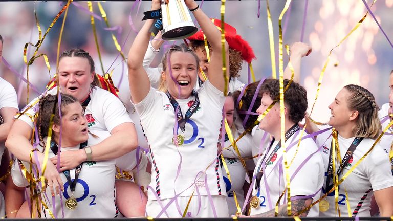 England celebrated a fourth consecutive Grand Slam success and seventh Six Nations title in a row