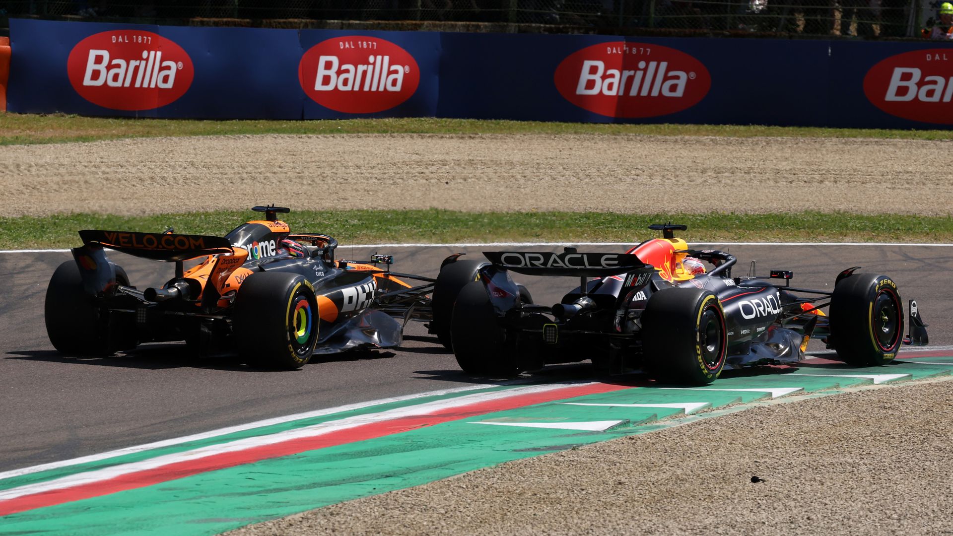 Emilia Romagna GP: Verstappen leads McLarens after frantic start LIVE!