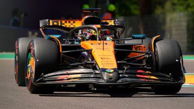 McLaren driver Oscar Piastri of Australia steers his car during the first free practice at the Enzo and Dino Ferrari racetrack, ahead the Italy's Emilia Romagna Formula One Grand Prix, in Imola, Italy, Friday, May 16, 2025. (AP Photo/Luca Bruno)
