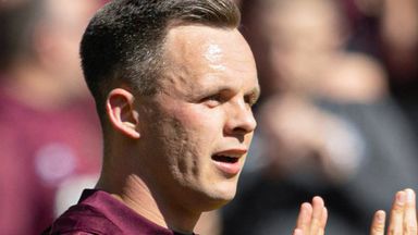 Hearts' Lawrence Shankland celebrates after opening the scoring