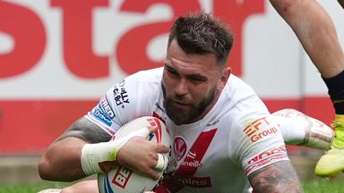 St Helen's Kyle Feldt scores their third try during the Betfred Super League match at the Totally Wicked Stadium