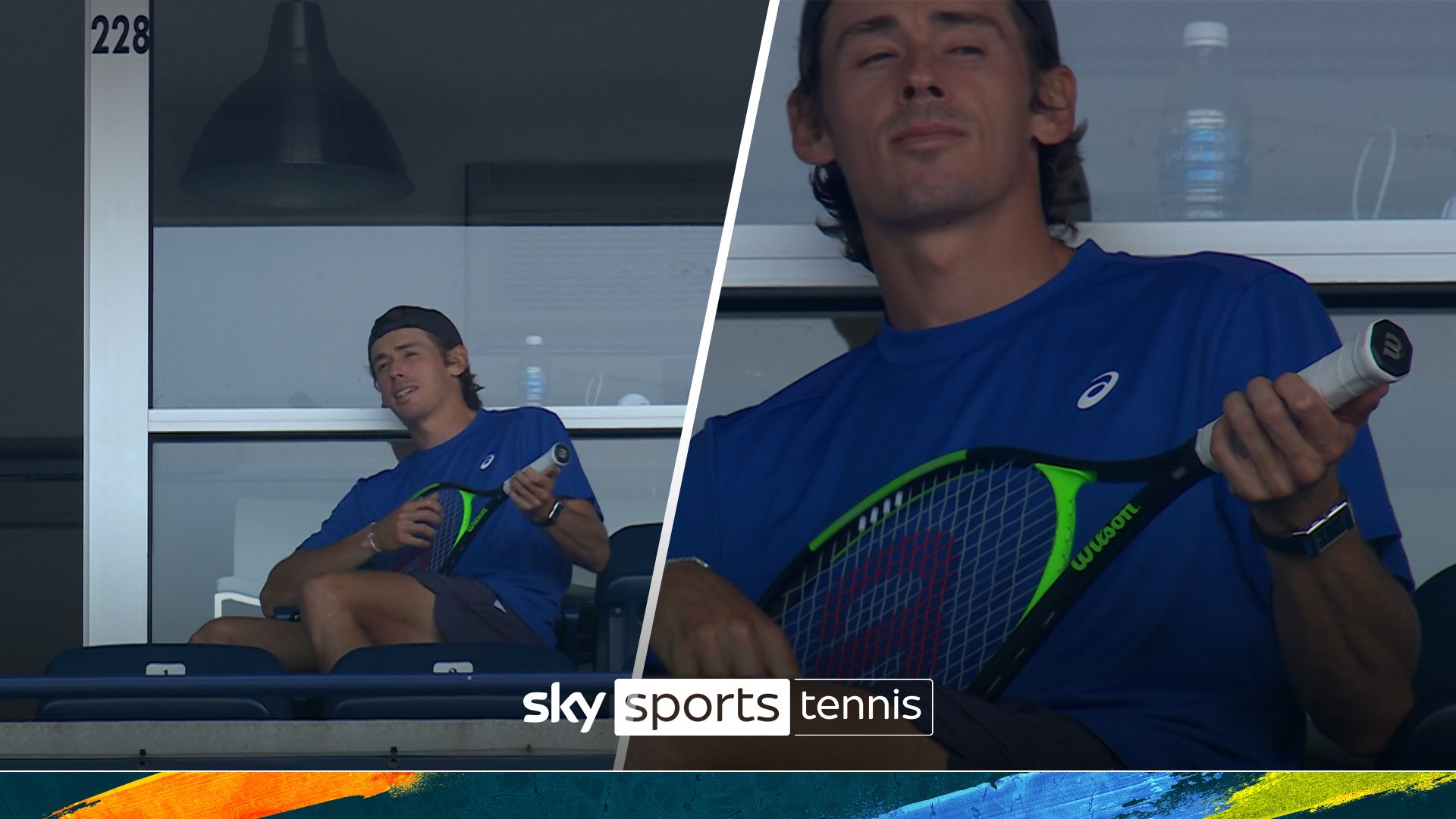 De Minaur plays racket like guitar!