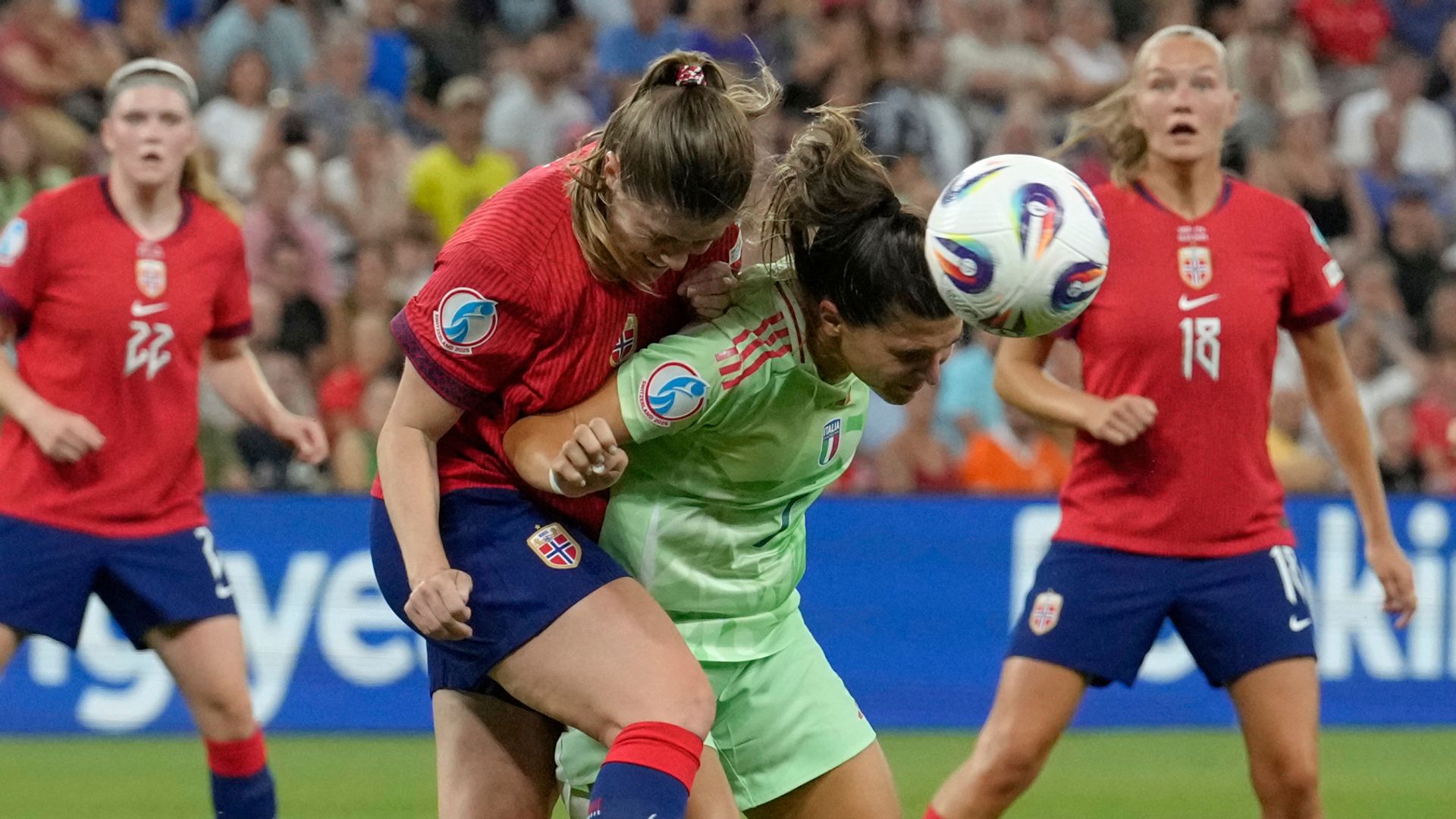 Euro 2025 QF: Italy lead Norway after sweeping move LIVE!