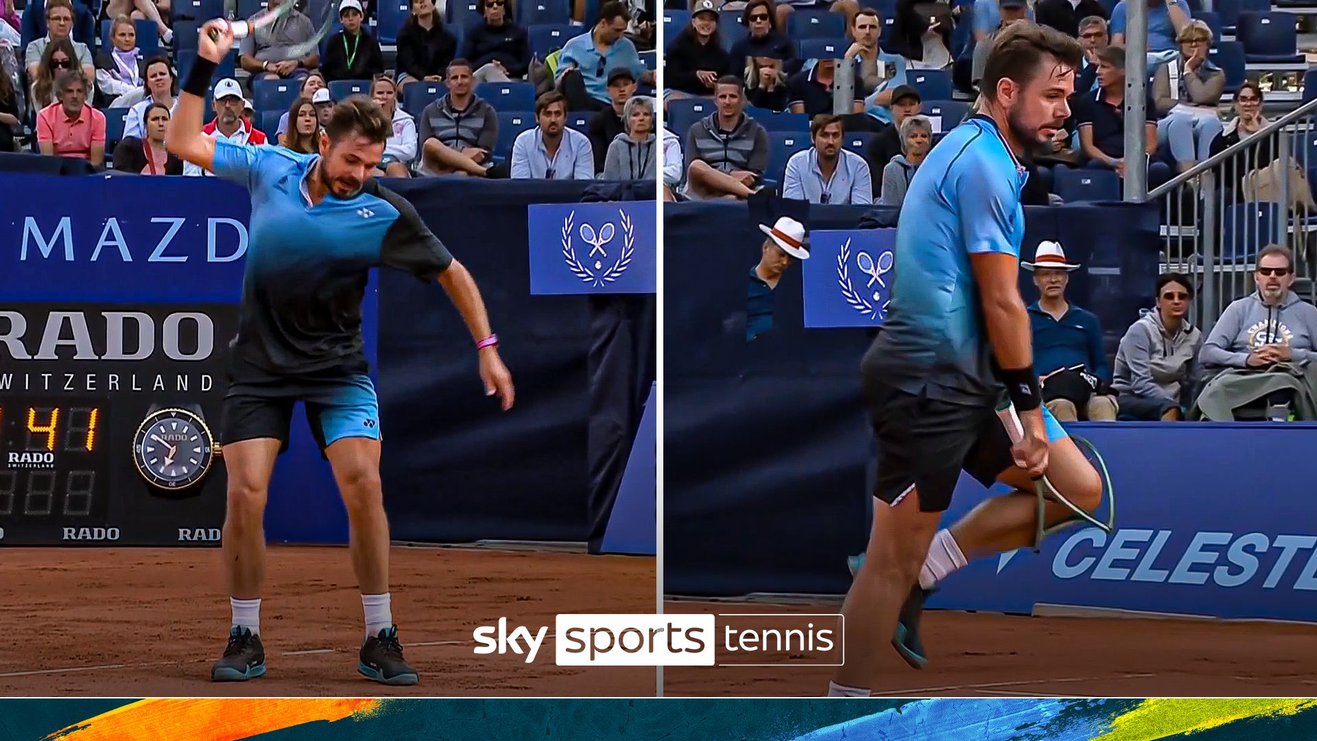 'That's the end of that!' | Wawrinka DESTROYS racquet over his knee!