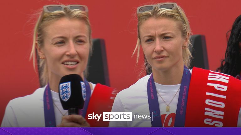 Leah Williamson held back tears as she relived England's Euros win at the Lionesses' champion parade