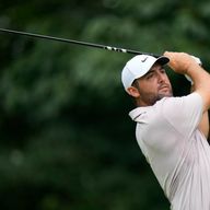 Scottie Scheffler hits from the fifth tee during the third round of the BMW Championship