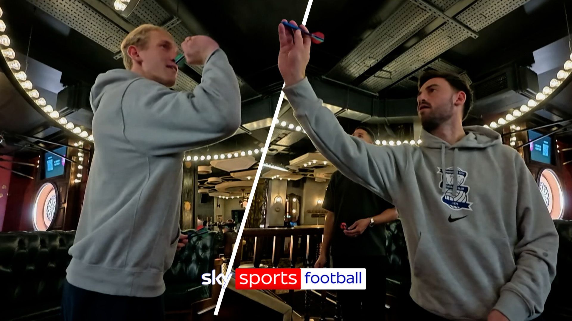 Birmingham stars swap their football boots for darts as they step up to the oche!