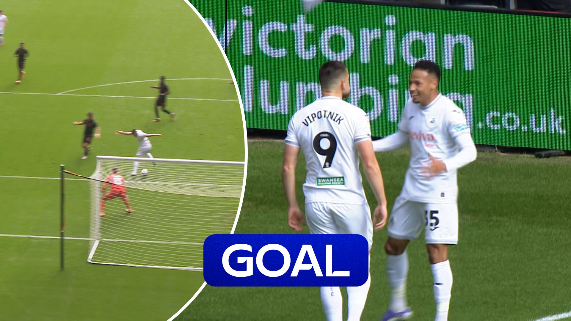 'Super play!' | Vipotnik scores audacious backheel to give Swansea the lead