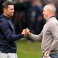 Adrien Saddier (left) finished second as Alex Noren snatched play-off victory