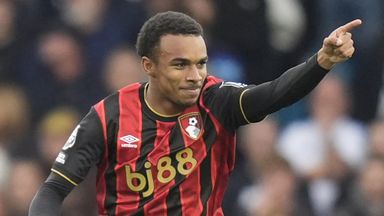 Eli Junior Kroupi celebrates after scoring Bournemouth's late equaliser at Leeds