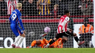Fabio Carvalho equalises for Brentford against Chelsea