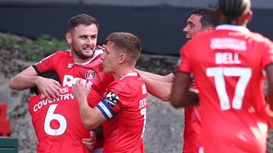 Macaulay Gillesphey of Charlton Athletic celebrates after he makes it 1-0