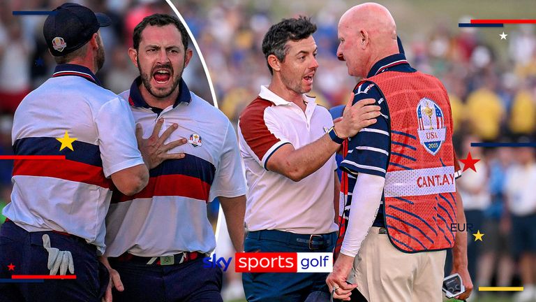 Watch the most controversial Ryder Cup moments, including Patrick Cantlay's caddie arguing with Lowry and McIlroy, Team USA running on the green in 1999 and many more drama filled moments