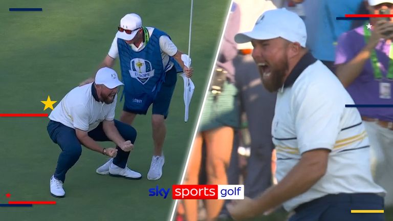 There were emotional scenes at Bethpage Black as Shane Lowry secured the vital half-point to retain the Ryder Cup for Europe