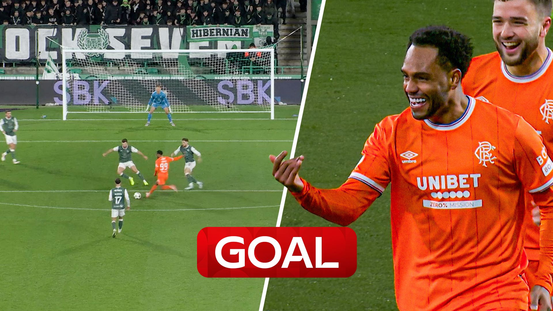 Danilo fires Rangers ahead early on against Hibs!