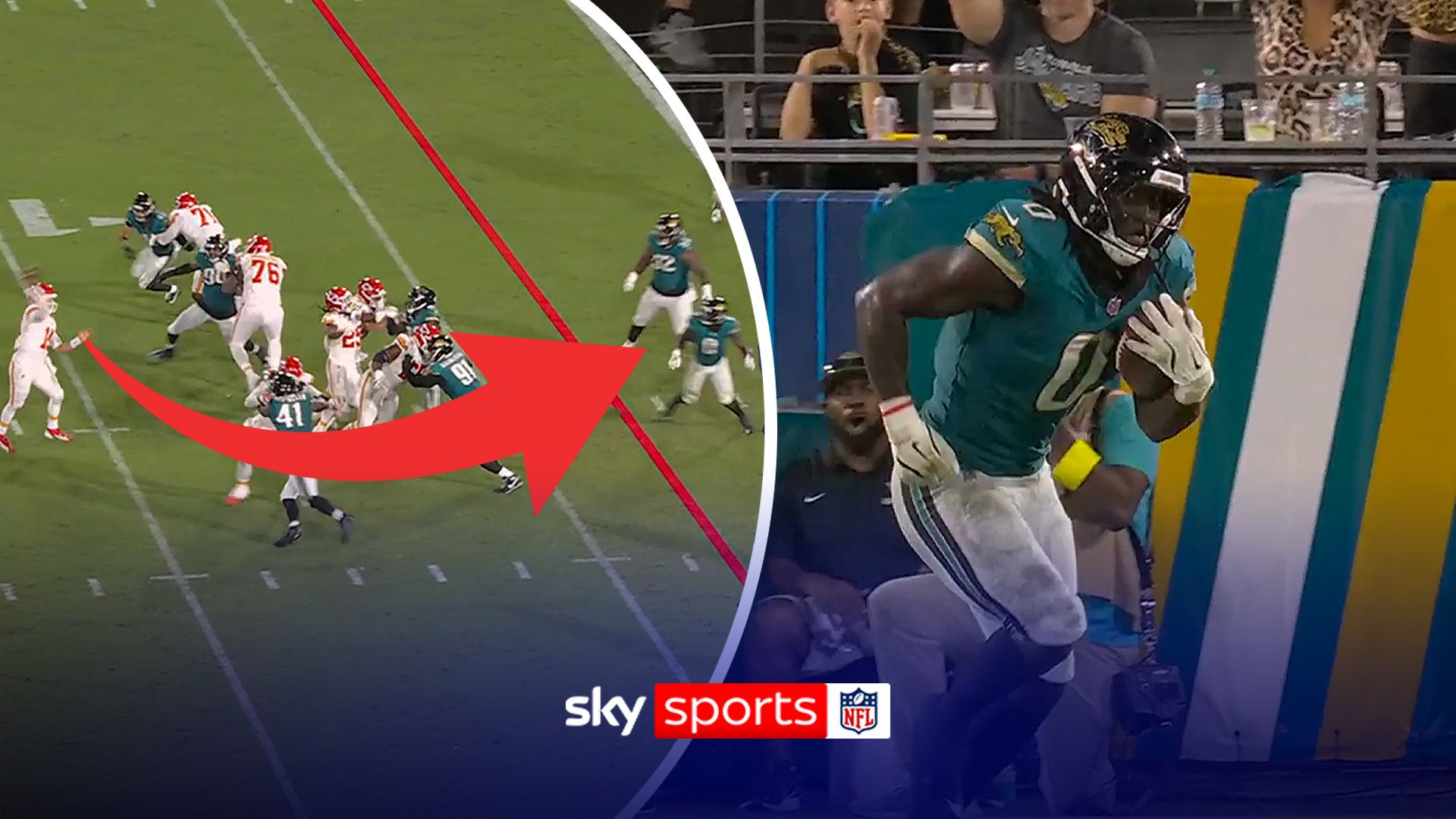 Lloyd goes on a crazy dash for a 99-YARD TD! As he pick-six from Mahomes