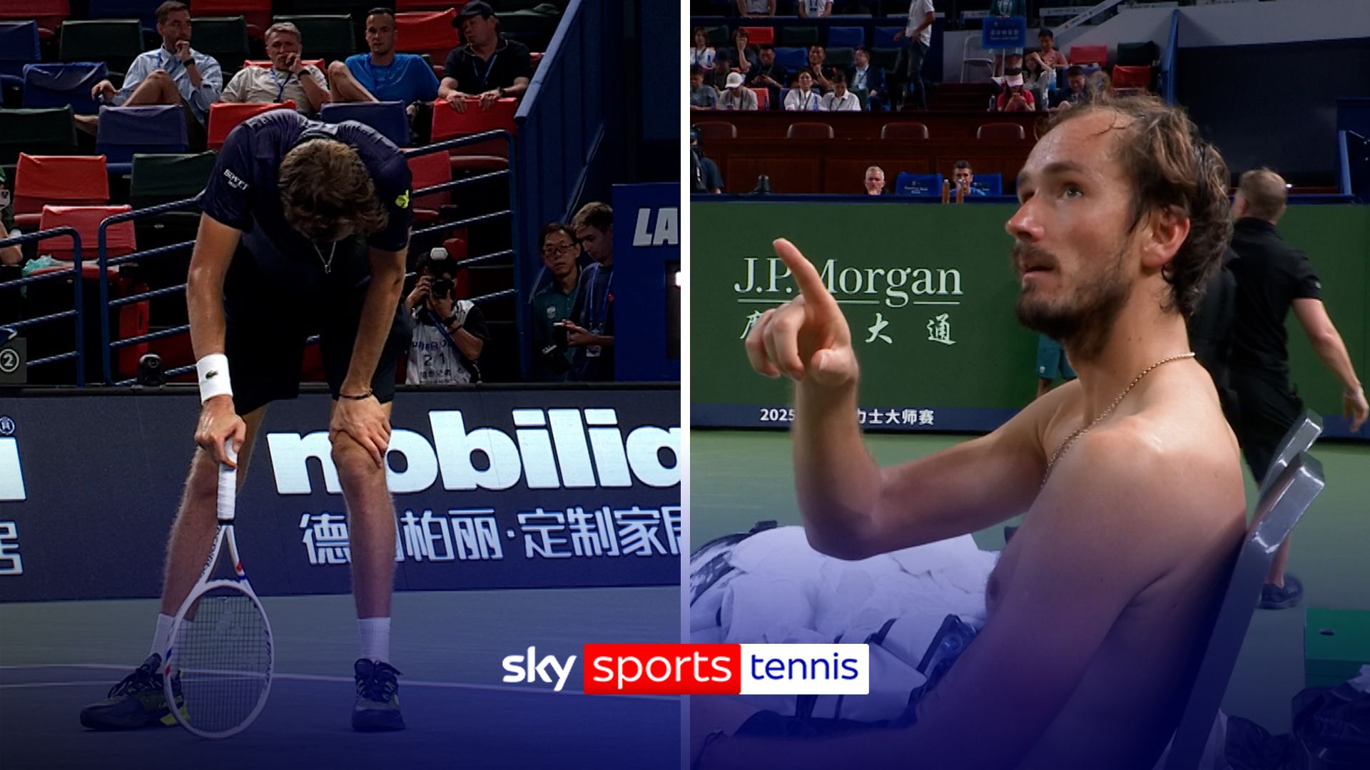 'What is going on here?!' | Medvedev cramps up before launching into rant at umpire!