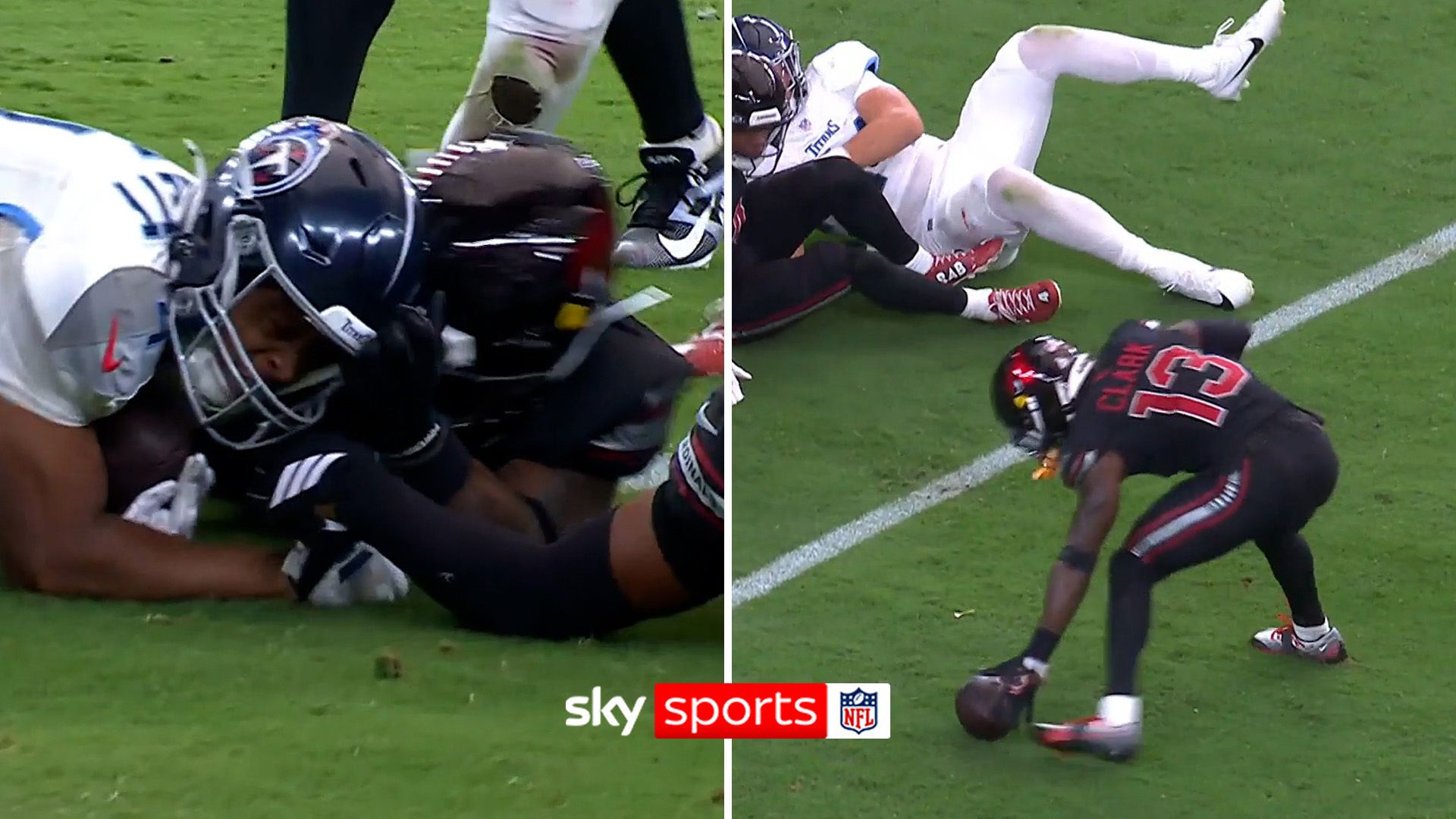 CRAZY NFL play as Titans score after interception, fumble, and diving recovery
