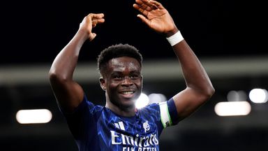 Bukayo Saka celebrates after Arsenal's 1-0 win over Fulham