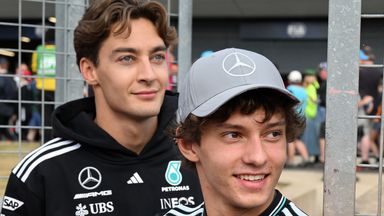 George Russell (L) and Kimi Antonelli have signed contract extensions with Mercedes