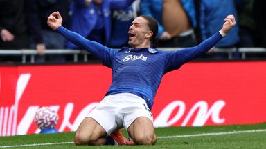 Jack Grealish celebrates scoring Everton's late winner against Crystal Palace