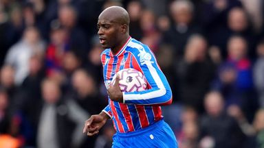 Jean-Philippe Mateta runs back to the halfway line after equalising for Crystal Palace against Bournemouth