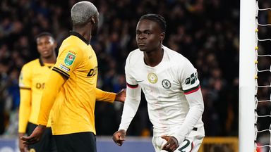 Tyrique George celebrates scoring Chelsea's second goal in a thriller against Wolves