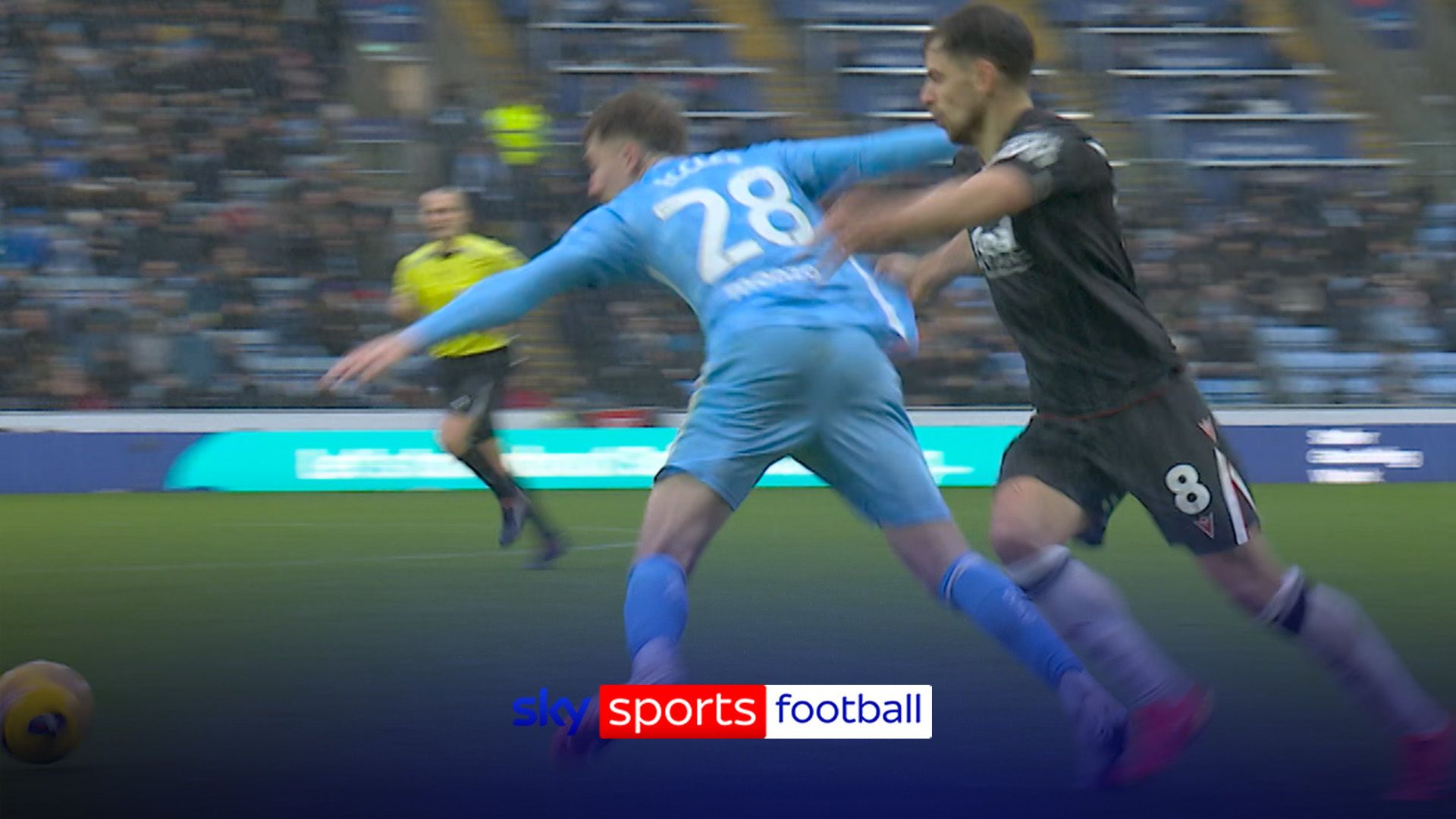 Molumby shown second yellow for pull on Eccles