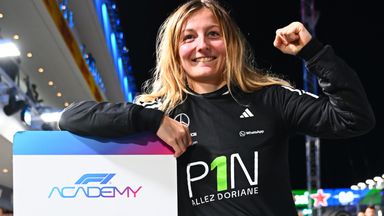 Doriane Pin celebrates winning the 2025 F1 Academy title in Las Vegas