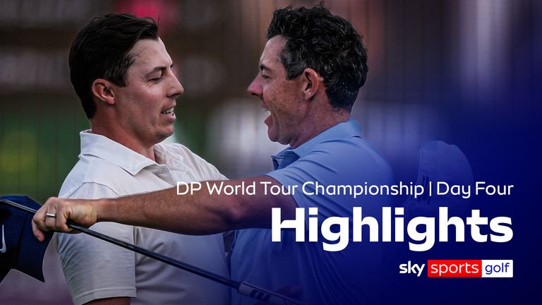 Highlights of day four from the season-ending DP World Championship in Dubai, where Matt Fitzpatrick edged out Rory McIlroy in a dramatic finish
