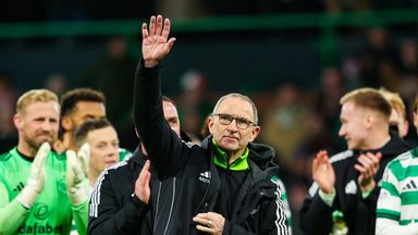 Martin O'Neill at full-time during his last game as Celtic's interim boss