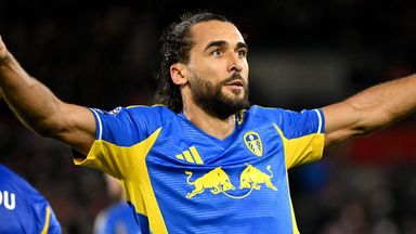 Dominic Calvert-Lewin celebrates after equalising for Leeds at Brentford