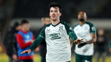 Alex Gibert celebrates at full time against Hull