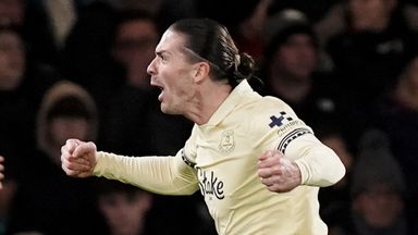 Everton's Jack Grealish celebrates scoring the opening goal during the Premier League match at the Vitality Stadium, Bournemouth. 